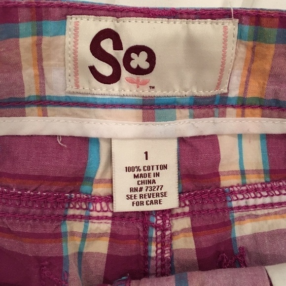 SO Purples & Pinks Plaid Shorts (Size 1) - Picture 4 of 4